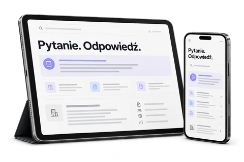 Tablet i telefon z odpowiedzią oraz źródłami informacji w wyszukiwarce